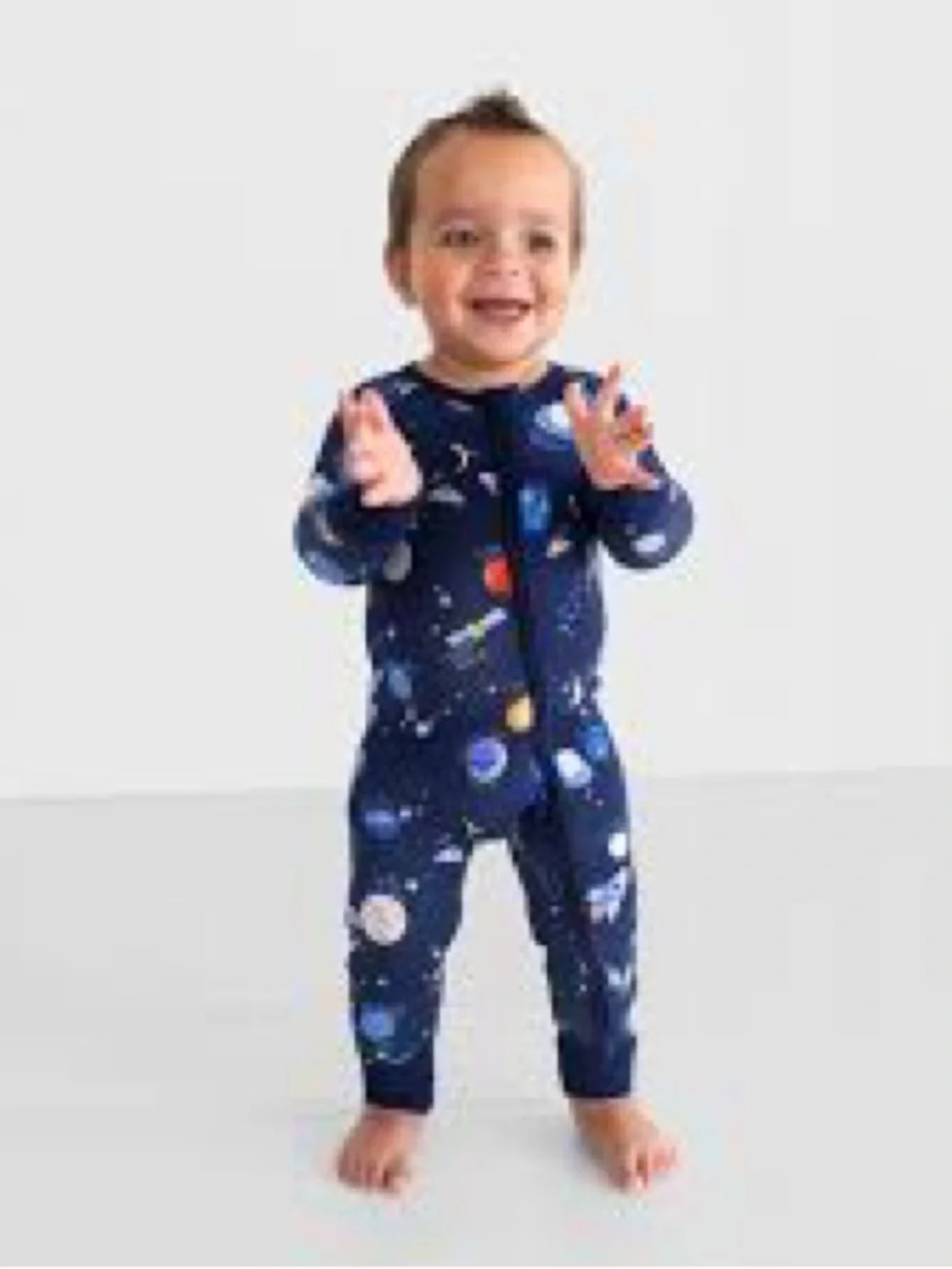Little Sleepies Solar Explorers Dark Blue Bamboo Zippy Sleeper 3-6 Months Planet